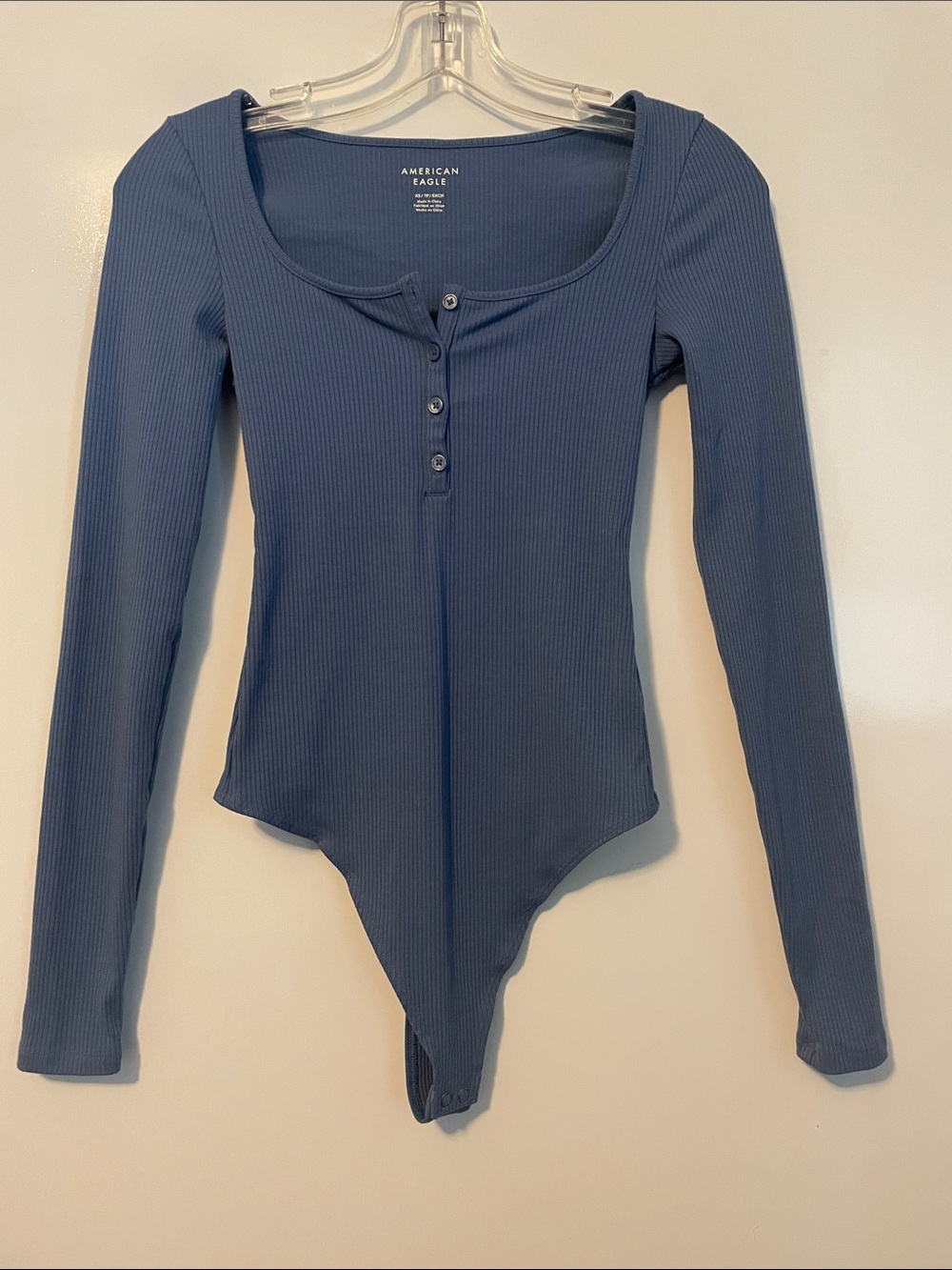American Eagle Blue Ribbed BodySuit Size XS